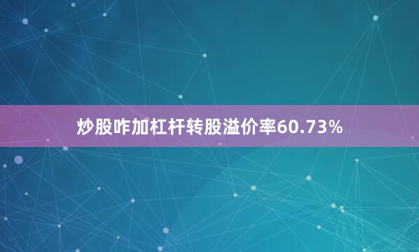 炒股咋加杠杆转股溢价率60.73%